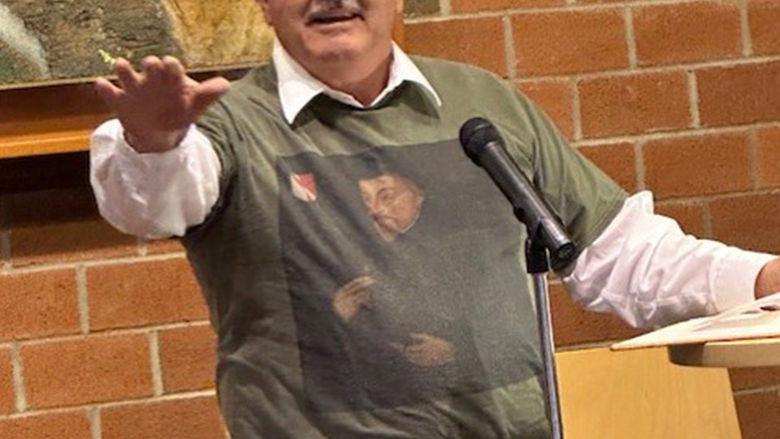 English faculty emeritus Thomas Liszka recites one of his original poems.