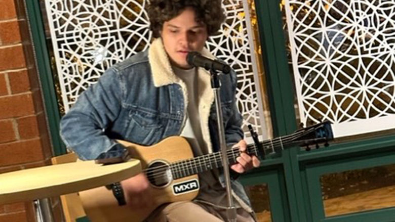 Josue Barahona-Rosales performs a song by the Lumineers.