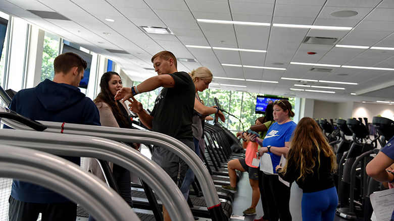 Kinesiology students on treadmills