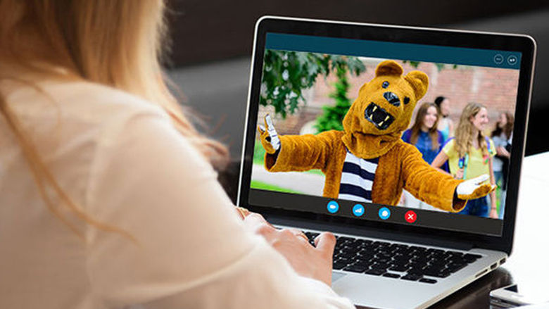 The Nittany Lion on a laptop screen
