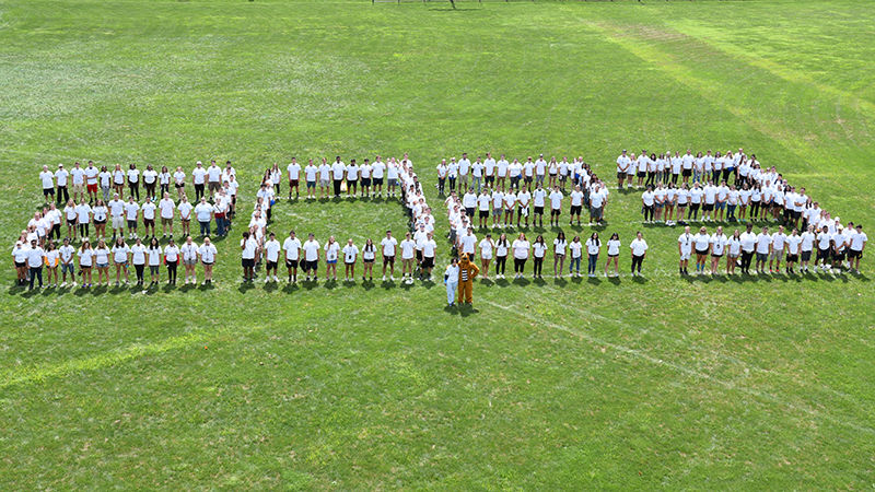 Penn State Altoona class of 2023 spelling out a giant 2023 on the athletic fields