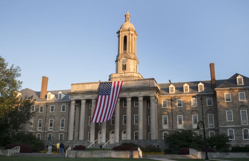 flag placement at Old Main for 9/11