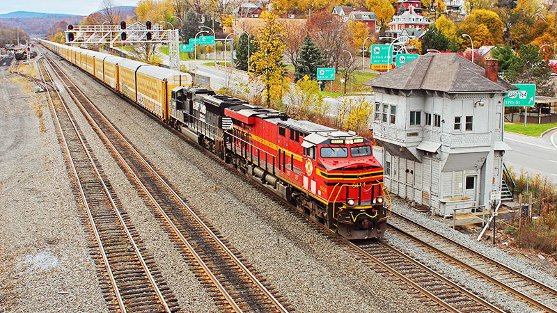 Train headed through downtown Altoona