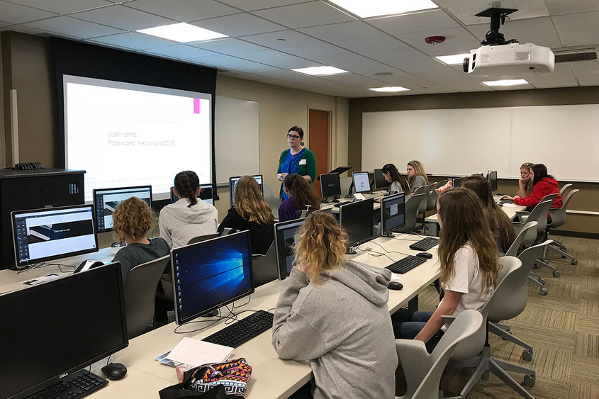 Jeria Quesenberry runs a session of the Girls in Science, Technology, Engineering, Math (STEM) and the Arts Camp