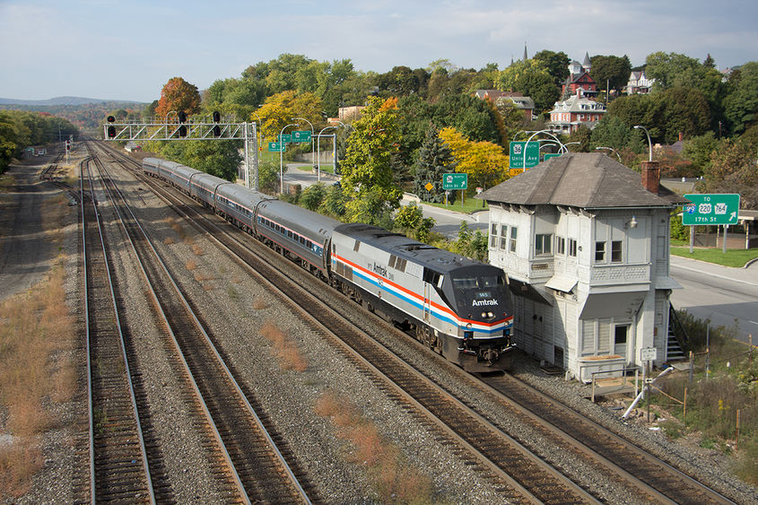 Amtrak train in downtown Altoona