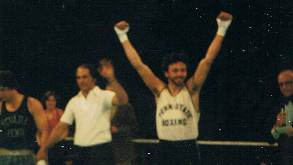 Jim Restauri winning a boxing match