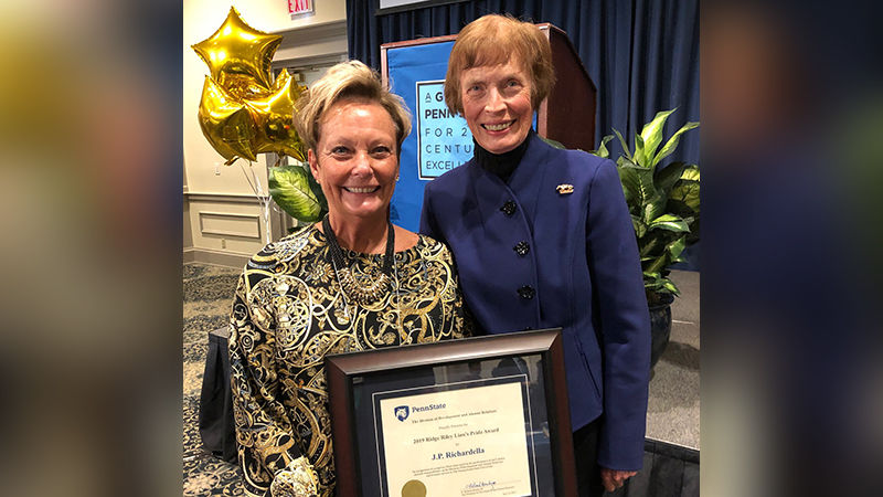 J.P. Richardella (left) pictured with Anne Riley, Ridge Riley’s daughter and Penn State trustee.