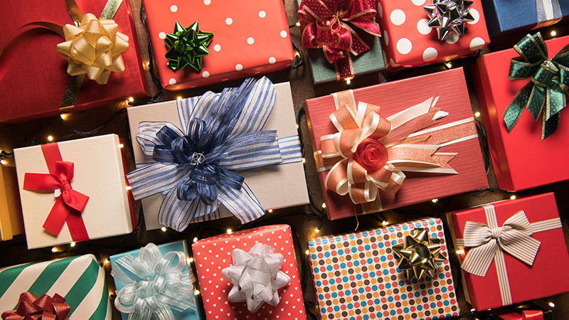 A collection of wrapped gifts
