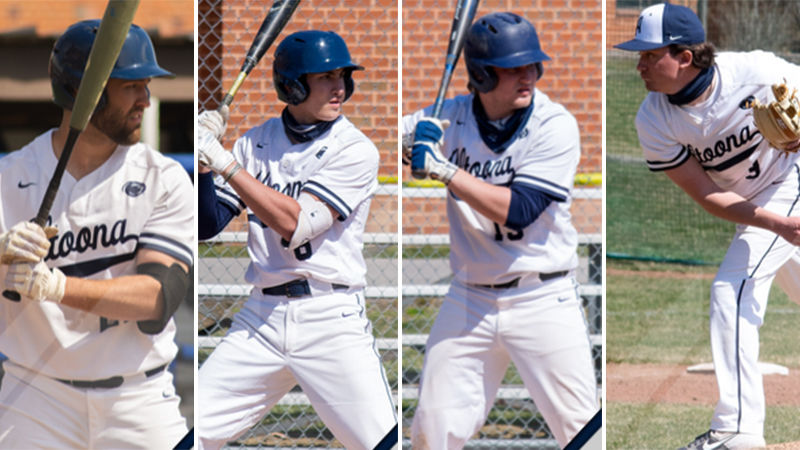 Baseball players Catcher Cumming, Jake Hillard, Jared Ennis, and Kyle Glass.