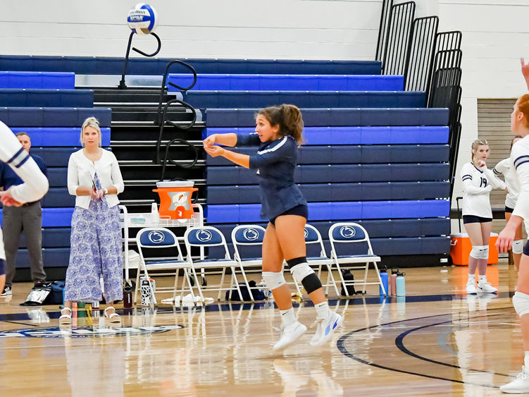 Penn State Altoona volleyball player Anna Batrus in action