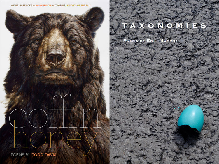 Book covers 'Coffin Honey' by Todd Davis and 'Taxonomies' by Erin Murphy