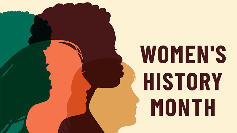 Women's History Month Graphic featuring silhouettes of women