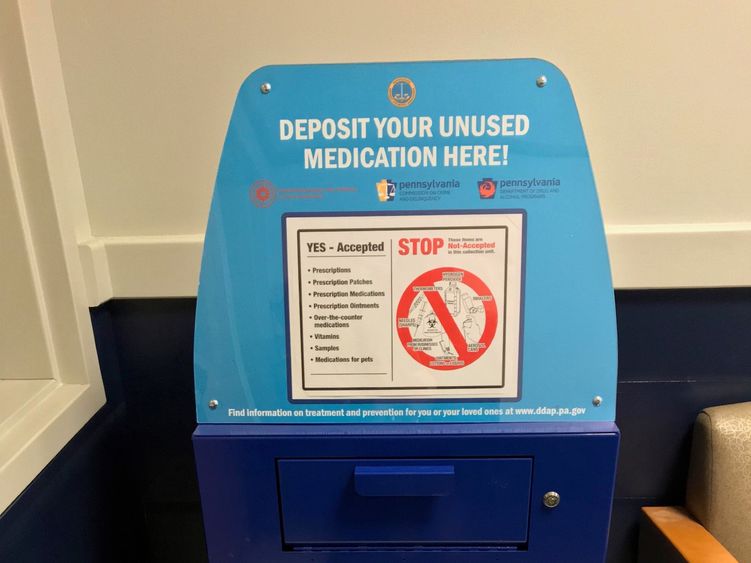 Drug Take Back Bin located in Eisenhower police station