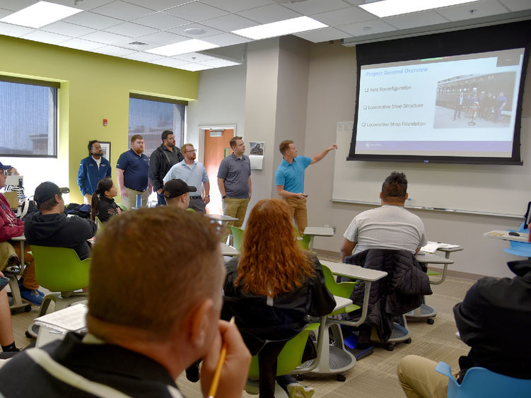 A Penn State Altoona engineering student offers a presentation during the spring 2022 Student Showcase