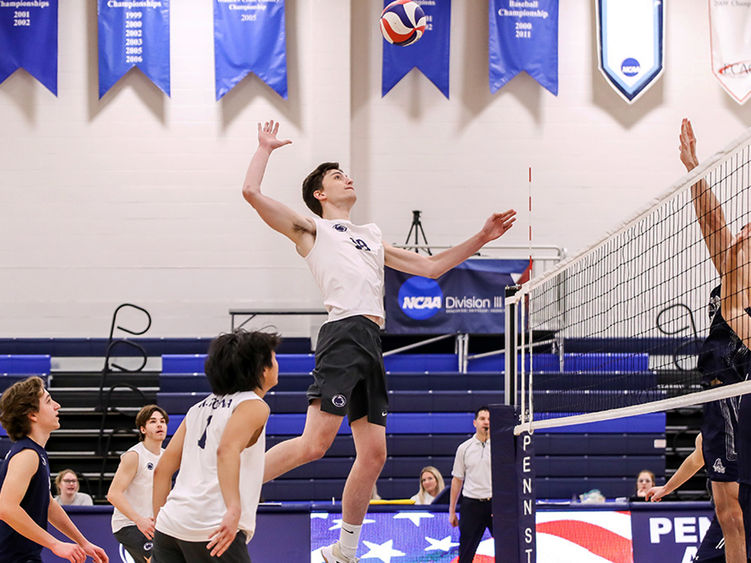 Connor Ebersole playing volleyball