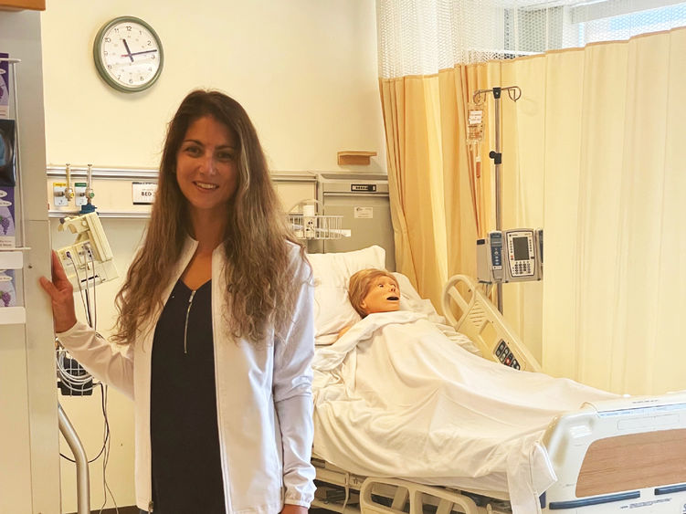 Elizabeth Gatchell in the Penn State Altoona nursing simulation lab