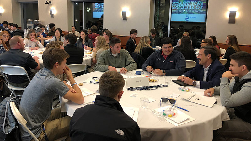 Students interact with local business people at fast track networking event