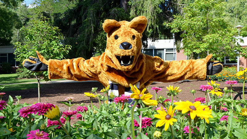 Nittany Lion and flowers