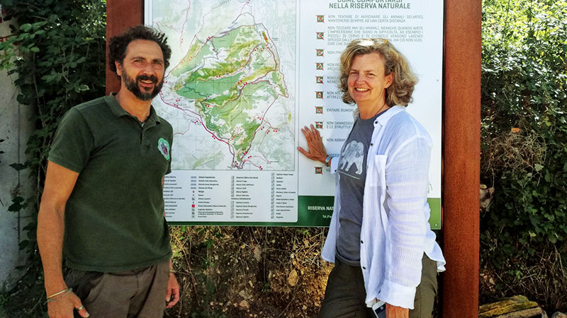 Carolyn Mahan with collaborator in Italy