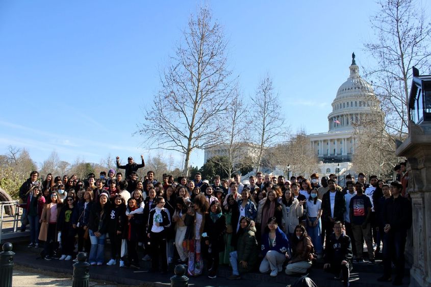 A group of students in front of the Capitol building in Washington, DC