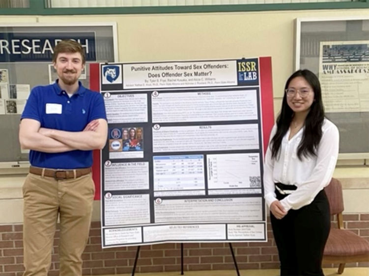 Rachel Kosaka and Tyler Frye with their award-winning poster.