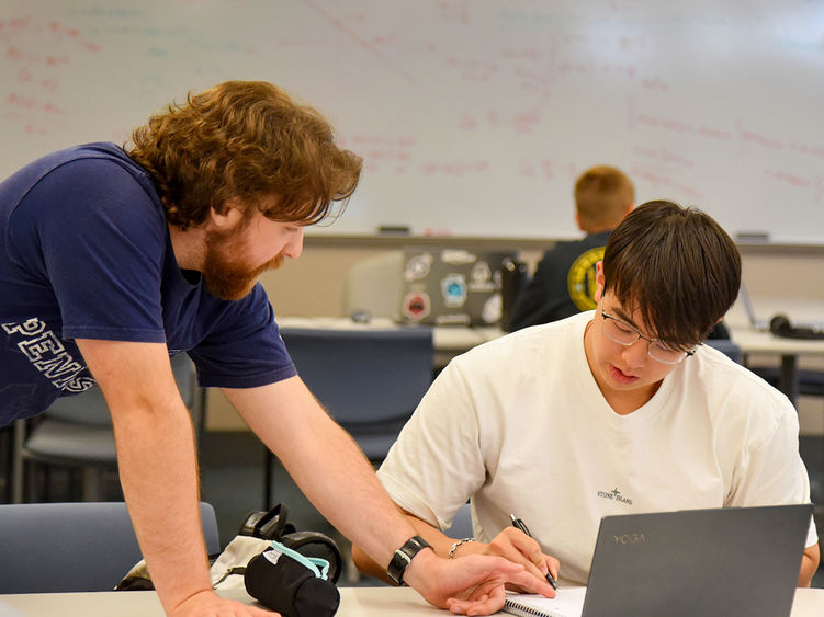 A student and a tutor work together at Penn State Altoona's Student Success Center