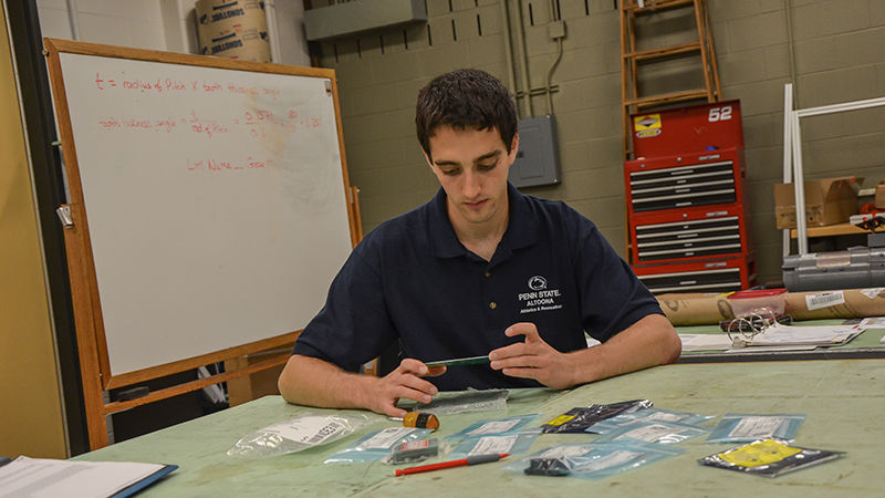 Andrew Matzik at work in one of Penn State Altoona's EMET labs